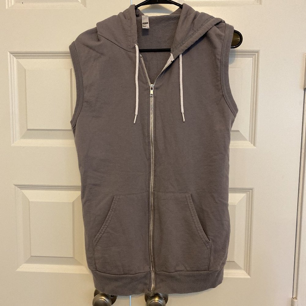 Gray Sleeveless Zippered Hoodie